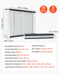 Air Filters MERV 11 Electrostatic Pleated HVAC Furnace Filter 2-Pack 16 X 28 X 4