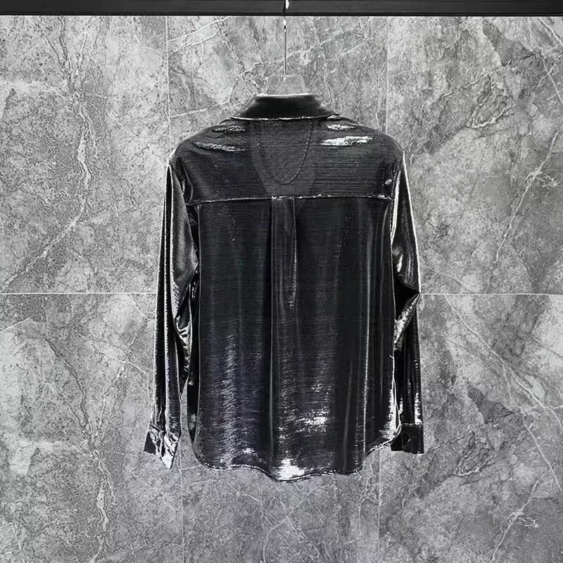 Men's Shirt Long-sleeved Design Niche High-end Fashion Casual Nightclub Shirt No-iron 2026 Loose Type