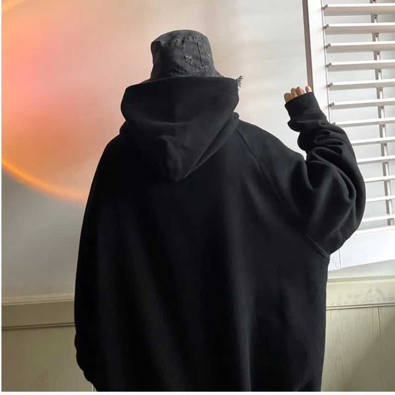 Hoodie Men Autumn New 1977 Printed Coat Loose Harajuku Hooded Pullover Men's Fashion All-match Long-sleeved Men Hoodies