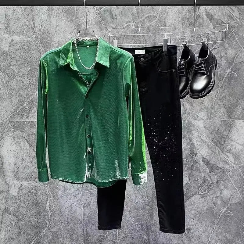 Men's Shirt Long-sleeved Design Niche High-end Fashion Casual Nightclub Shirt No-iron 2026 Loose Type