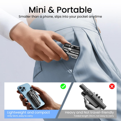 Phone Selfie Tripod Small With Romote - 3 In 1 Cell Phone Tripod Stick 4 Sections Extenable Foldable Pocket Size 2 Cold Shoe Mount 360 Degree Rotation 33ft Remote Control For Phone Smartphone