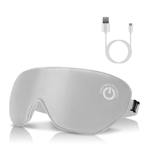 Cordless Heated Eye Mask Silk Sleep Eye Compress Mask For Dry Eyes Washable Type-C Electric Eye Heating Pad With 3 Temperature 20Mins Auto Off For Relax Eye Strain Improve Sleep