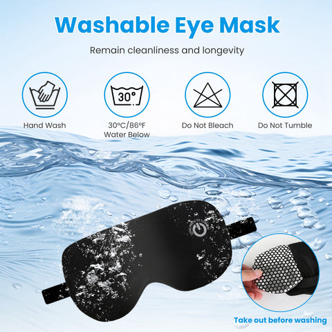 Cordless Heated Eye Mask Silk Sleep Eye Compress Mask For Dry Eyes Washable Type-C Electric Eye Heating Pad With 3 Temperature 20Mins Auto Off For Relax Eye Strain Improve Sleep