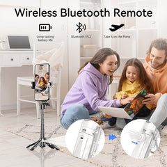Phone Selfie Tripod Small With Romote - 3 In 1 Cell Phone Tripod Stick 4 Sections Extenable Foldable Pocket Size 2 Cold Shoe Mount 360 Degree Rotation 33ft Remote Control For Phone Smartphone